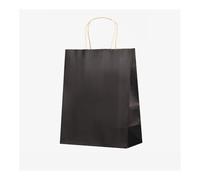 FOVAOK 25/50 bolsas de regalo de papel kraft marrón con asa para bodas, fiestas de cumpleaños, bolsas de compras para pequeñas empresas (negro, 25 unidades, 15 x 8 x 21 cm)