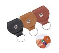 FOVAOK 3 fundas para púas de guitarra, monedero, de piel auténtica, para guitarra, púas, llavero, accesorios de guitarra, llaveros (caqui)