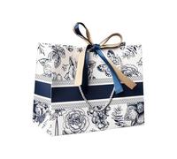 FOVAOK Bolsas de regalo florales de papel con cinta, bolsas de regalo para vacaciones, bolsas de ropa, bolsas de ropa (azul, 18 x 16 x 10 cm)