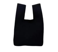 FOVAOK Bolso de mano de punto para mujer, mini nudo para mujer, casual, a rayas, a cuadros, bolsa de compras reutilizable para estudiantes, bolsa de compras, Black, Talla única