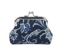 FOVAOK Bolso de mano vintage con diseño de flores para mujer y niña, monedero pequeño, Blue, 1 pieza