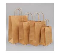 FOVAOK Bolso de papel kraft grueso de grado alimenticio para llevar, bolsa de boxeo para ropa de supermercado, bolsa de compras, bolsa de regalo de boda (25 unidades, 21 x 14 x 27 cm)