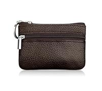 FOVAOK Cartera de cuero para mujer, con cierre de una o dos cremalleras, monedero pequeño, suave, mini tarjetero, monedero, 1 Zip-café, Talla única