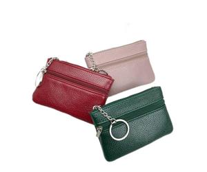 FOVAOK Cartera de cuero para mujer, monedero, tarjetero, doble bolsillo con cremallera, para mujer, multitarjeta, a la moda, color negro, Color aleatorio, 1 unidad, 1 pieza