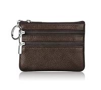 FOVAOK Cartera de piel para mujer, con cierre de una o dos cremalleras, monedero pequeño, suave, mini tarjetero, 2 Zip-coffee, Talla única