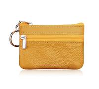 FOVAOK Cartera de piel para mujer, con cierre de una o dos cremalleras, monedero pequeño, suave, mini tarjetero, 1 cremallera amarilla, Talla única