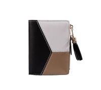 FOVAOK Cartera de piel sintética para mujer, hecha de cuero, tarjetero, plegable, portátil, monedero para mujer, Black, Talla única