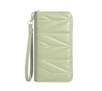FOVAOK Cartera larga acolchada de moda para mujer, monedero con cremallera alrededor, múltiples ranuras para tarjetas, bolsa para teléfono móvil, Green, Talla única