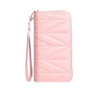FOVAOK Cartera larga acolchada de moda para mujer, monedero con cremallera alrededor, múltiples ranuras para tarjetas, bolsa para teléfono móvil, Pink, Talla única