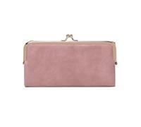 FOVAOK Cartera larga multifuncional de color sólido, monedero vintage con cremallera, tarjetero para mujer, Qb332-rosa, 2 unidades