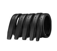 FOVAOK Correa de cinturón de piel auténtica sin hebilla para hebilla automática, 2,4 cm, 2,8 cm, 3,0 cm, 3,2 cm, 3,5 cm, 3,8 cm de ancho, cinturón para hombre, color negro, 3,5 cm con agujeros, 110 cm