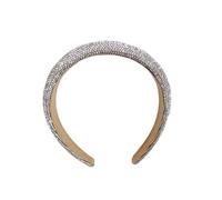 FOVAOK Diademas de piedras preciosas intermitentes, accesorios para el cabello para mujer, diadema de ala ancha con diamantes completos (plata)
