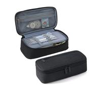 FOVAOK Estuche de almacenamiento para bolígrafos de 2 capas, gran capacidad, suministros de estudio cosmético, cajas individuales para estudiantes, Negro , talla única