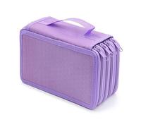 FOVAOK Estuche para lápices de gran capacidad, 72 agujeros, 4 capas, soporte para guardar bolígrafos, pintura, cremallera suave, suministros escolares, papelería, Morado-72 agujeros A, Talla única