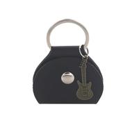 FOVAOK Estuche para púas de guitarra con llavero y colgante pequeño, bolsa de piel sintética para guitarristas y amantes de la música, Black Pick Bag Antiq, Talla única