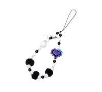 FOVAOK Fresh Bow - Correa de muñeca anticaída para teléfono, accesorios para mujer, regalos de moda, felpa con cuentas de amor, cadena de teléfono, talla única, Ágata