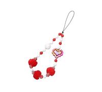 FOVAOK Fresh Bow - Correa de muñeca anticaída para teléfono, accesorios para mujer, regalos de moda, felpa con cuentas de amor, cadena de teléfono, talla única, Ágata