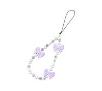 FOVAOK Fresh Bow - Correa de muñeca anticaída para teléfono, accesorios para mujer, regalos de moda, felpa con cuentas de amor, cadena de teléfono, talla única, Ágata