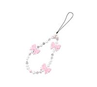 FOVAOK Fresh Bow - Correa de muñeca anticaída para teléfono, accesorios para mujer, regalos de moda, felpa con cuentas de amor, cadena de teléfono, talla única, Ágata