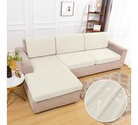 FOVAOK Funda de cojín impermeable para asiento de sofá, funda protectora elástica para mascotas, niños, sala de estar, sofá, funda para sofá (color blanco hueso, talla extra S)