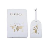 FOVAOK Funda de pasaporte de viaje de piel sintética con letras impresas para equipaje, etiqueta de identificación de maleta, etiqueta de embarque de equipaje, e, Talla única