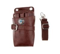 FOVAOK - Funda de piel para peluquería, peluquería, peluquería, peluquería, tijeras de peluquería, cinturón de peluquería, Café negro, 1PCS