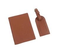 FOVAOK Funda de piel sintética para pasaporte, etiqueta de equipaje, caja de regalo, accesorios de viaje, Tan, Talla única