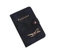 FOVAOK Funda multifunción de piel sintética para pasaporte, tarjetero, accesorios de viaje, clip para pasaporte, cartera para pasaporte, soporte para billetes femeninos, Black, Talla única