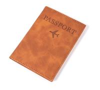 FOVAOK Funda para pasaporte de avión para mujeres y hombres, funda para pasaporte de viaje, bonita cartera para pasaporte, cartera para pasaporte para niña, Brown, Talla única