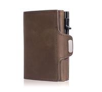 FOVAOK Funda para tarjetas de crédito con protección RFID, cartera de piel auténtica con compartimento para billetes y monedas, para hombres y mujeres, marrón (dark coffee), Talla única