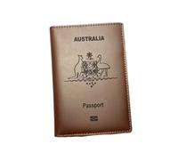 FOVAOK Fundas de cuero personalizadas para pasaporte australiano, funda para pasaporte australiano, cartera de viaje, accesorios de viaje de cuero completo, Sin nombres, Talla única