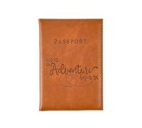 FOVAOK Fundas de pasaporte de poliuretano que cambian de color, con letras impresas, clip para billete de avión para hombres y mujeres, accesorios de viaje, Brown, Talla única