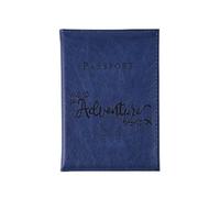 FOVAOK Fundas de pasaporte de poliuretano que cambian de color, con letras impresas, clip para billete de avión para hombres y mujeres, accesorios de viaje, azul oscuro, Talla única