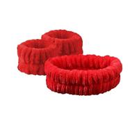 FOVAOK Juego de 3 bandas de franela de 12 colores antideslizantes y absorbentes, unisex, para maquillaje, spa, yoga, cabello, muñequeras (rojo)
