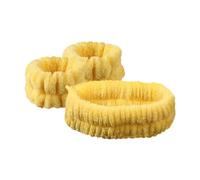 FOVAOK Juego de 3 bandas de franela de 12 colores antideslizantes y absorbentes, unisex, para maquillaje, spa, yoga, cabello, muñequeras (amarillo)
