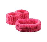 FOVAOK Juego de 3 bandas de franela de 12 colores antideslizantes y absorbentes, unisex, para maquillaje, spa, yoga, cabello, muñeca (rojo rosa)