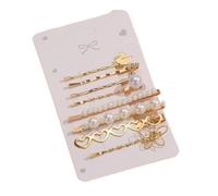 FOVAOK Juego de pinzas para el pelo de mujer con diseño de flor de cisne de perlas doradas y plateadas con un clip recto para accesorios para el cabello (Kc)