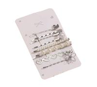 FOVAOK Juego de pinzas para el pelo de mujer con diseño de flor de cisne de perlas doradas y plateadas con un clip recto para accesorios para el cabello (Bk)