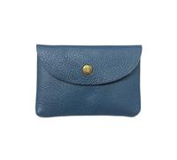 FOVAOK Mini bolsillo de cuero con hebilla simple de cuero vacuno de gran capacidad para tarjetas, monedero, tarjeta bancaria, bolsa para auriculares, azul zafiro, 1 unidad