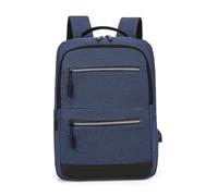 FOVAOK Mochila para laptop y tablet de 15.6 pulgadas, multibolsillo, tira reflectante de tela Oxford resistente al agua, bolsa de interfaz USB (azul)