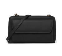FOVAOK Monedero de cuero genuino para teléfono, bolso cruzado de verano de cuero vacuno, cartera para mujer, bolso pequeño para teléfono de un hombro, Black, 2 unidades