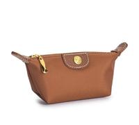 FOVAOK Monedero pequeño con cremallera para mujer, portátil, tela Oxford, diseño de marca, bolsa de cambio, bolsa de regalo para mujer, bolsa de viaje para maquillaje y cosméticos, Brown, Talla única