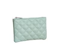 FOVAOK Monedero pequeño de piel sintética con cremallera para mujer, con estampado a cuadros, monedero para tarjetas de visita, mini monedero, Green, Talla única