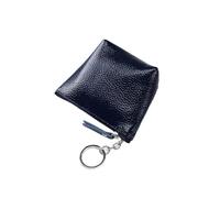 FOVAOK Monedero portátil de piel auténtica, vintage, para llaves, monedas, auriculares, para mujeres y hombres, mini cartera, azul oscuro, Talla única