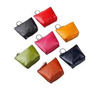 FOVAOK Monedero portátil de piel auténtica, vintage, para llaves, monedas, auriculares, para mujeres y hombres, mini cartera, Color aleatorio, 1 unidad, Talla única
