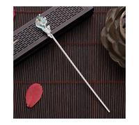 FOVAOK Palillos de pelo Hanfu estilo chino vintage para mujer, horquilla de metal esmaltado, joyería para mujer, accesorios para el pelo (cristal azul plateado)