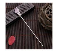 FOVAOK Palillos de pelo Hanfu estilo chino vintage para mujer, horquilla de metal esmaltado, joyería para mujer, accesorios para el pelo (cristal de jade plateado)