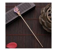 FOVAOK Palillos de pelo Hanfu estilo chino vintage para mujer, horquilla de metal esmaltado, joyería para mujer, accesorios para el pelo (amatista dorada)