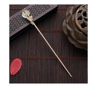 FOVAOK Palillos de pelo Hanfu estilo chino vintage para mujer, horquilla de metal esmaltado, joyería para mujer, accesorios para el pelo (cristal azul dorado)