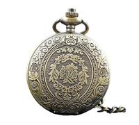 FOVAOK Reloj de bolsillo de cuarzo plateado, collar de moda, cadena colgante, joyería, reloj steampunk para hombres y mujeres, marrón, talla única